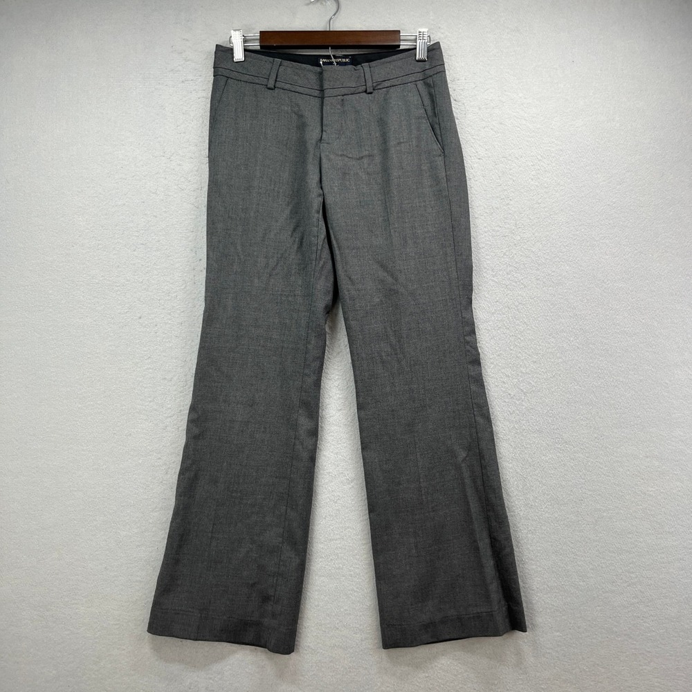 Banana Republic Ryan Fit Pants Women 2 Grey Straight Leg Wool Blend Professional